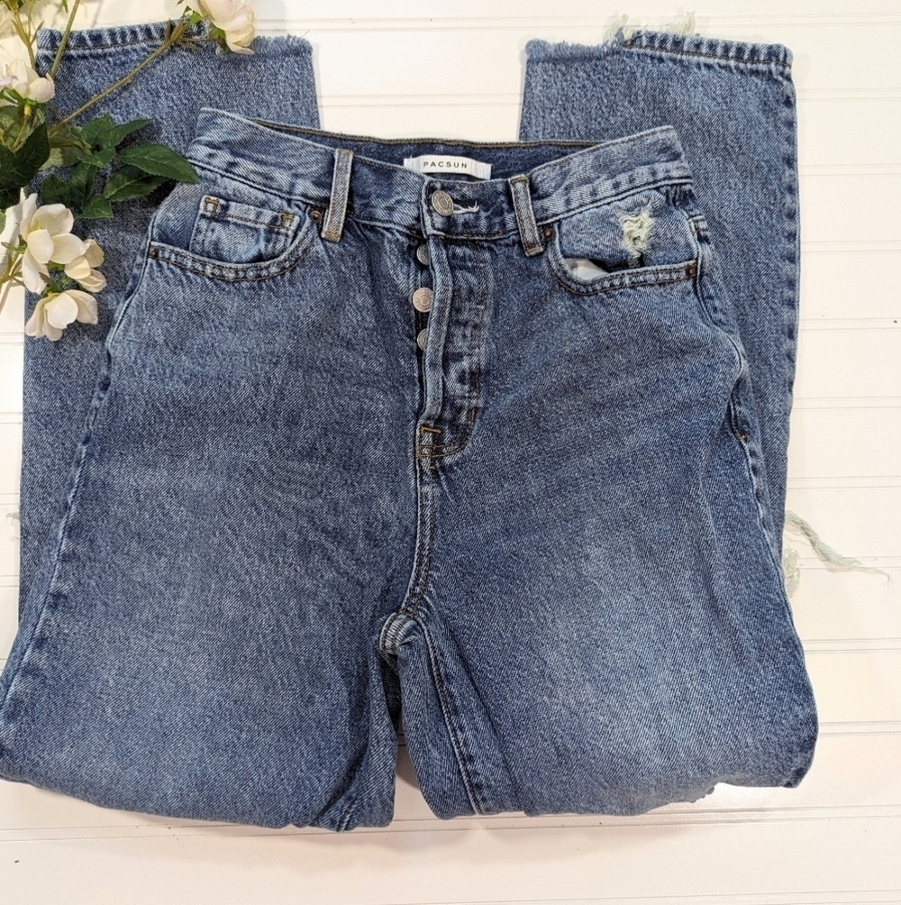 PacSun Distressed High Rise Straight Jeans - Picture 3 of 8